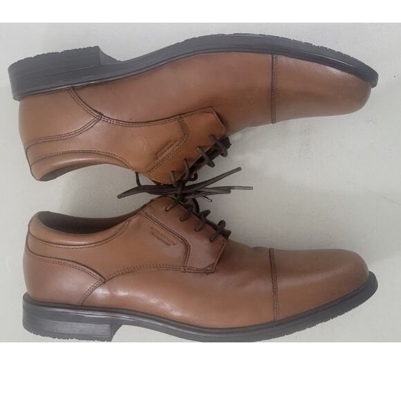 Rockport Dress Shoe Mens 13 Brown Leather Waterproof Slip Resistant No Moisture - Picture 4 of 13